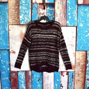 Women's Calvin Klein Jeans Marled Striped Knitted Sweater Top SMALL Burgundy